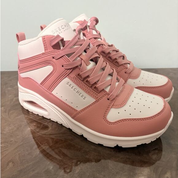 Sketchers Street Uno High Regards Pink White Womens Sneakers - Picture 2 of 10